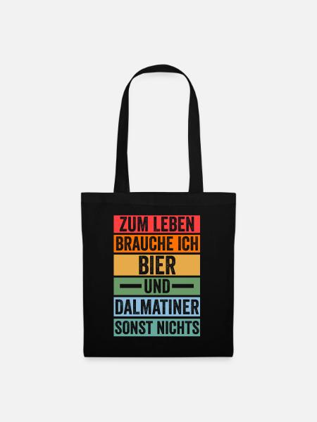Bier Hund Dalmatiner - Stoffbeutel - Schwarz