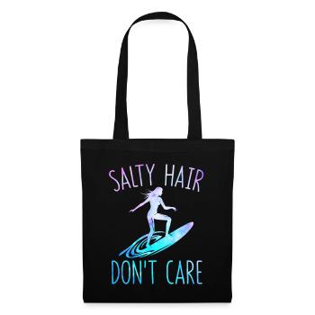Salty Hair, Don't Care Funny Surfer Girl Surfboard - Stoffbeutel - Schwarz - Vorne