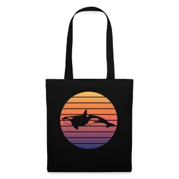 Schwertwal Silhouette Sonnenuntergang - Stoffbeutel - Schwarz - Vorne