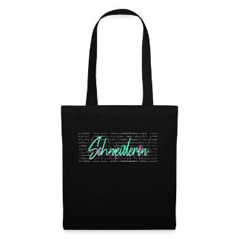 Schneidern Abschluss-Geschenk Textil-Schneiderin - Stoffbeutel - Schwarz - Vorne