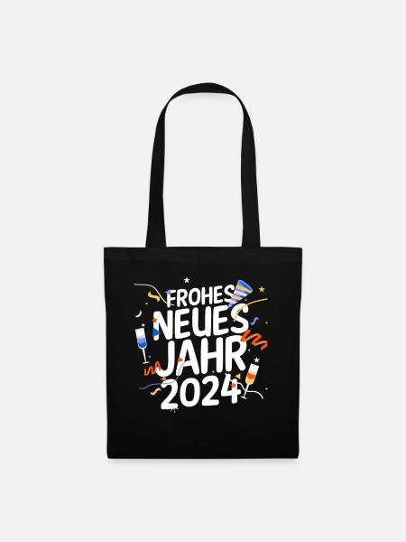 Frohes Neues Jahr Silvester 2024 - Stoffbeutel - Schwarz