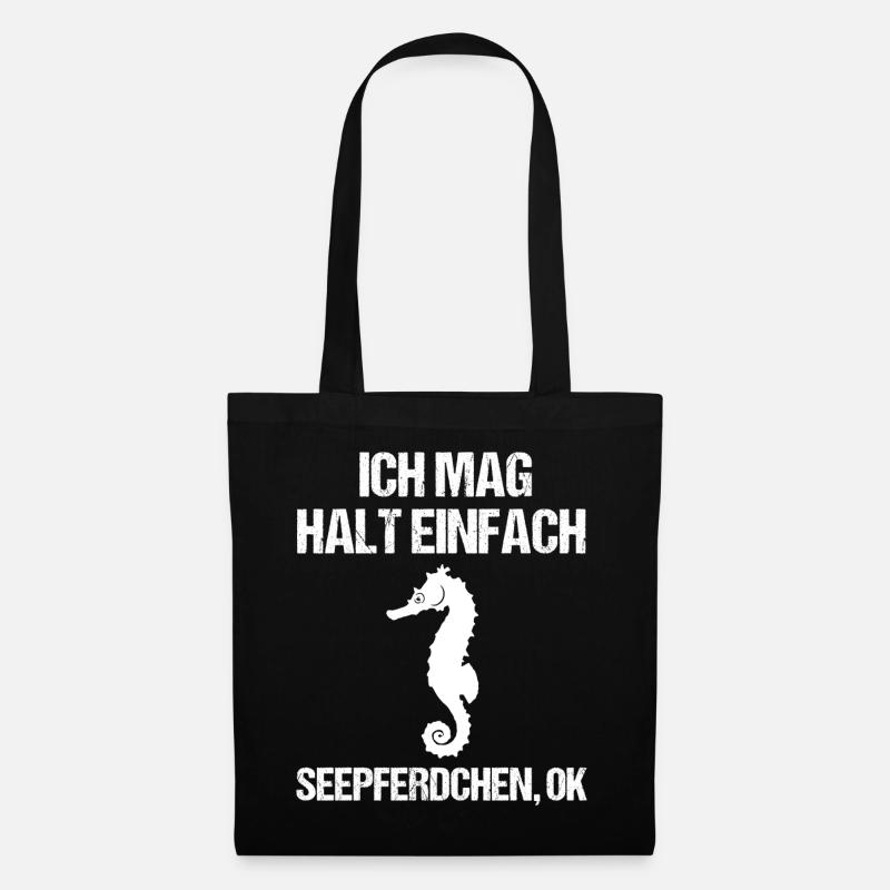Maritimes Seepferdchen Ozeanliebe - Stoffbeutel - Schwarz