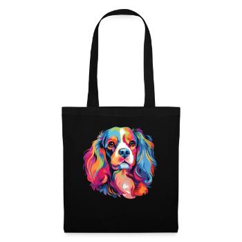 Aquarelle colorée Cavalier King Charles - Sac en tissu - noir - Devant