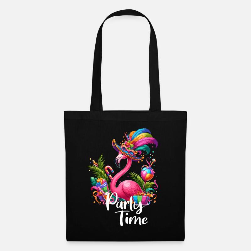 Flamingo feiert Party Wochenende Karneval Urlaub - Stoffbeutel - Schwarz