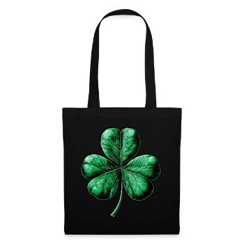 Trèfle vert à trois feuilles - Sac en tissu - noir - Devant