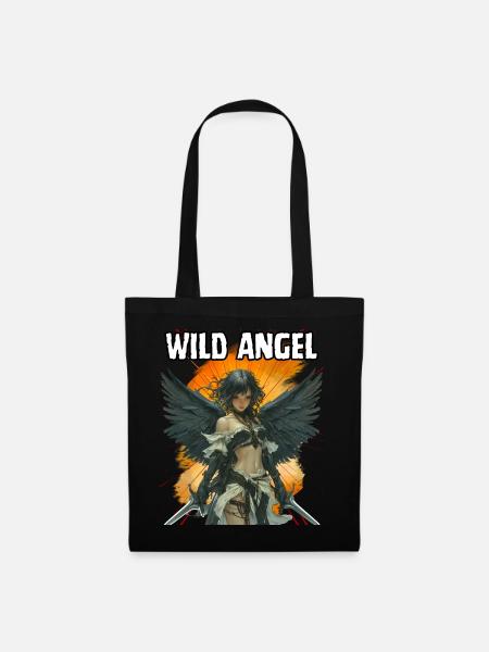 Wild Angel, Schön, Fun, Cool, Engel, Abenteuer, - Stoffbeutel - Schwarz