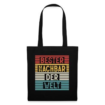Bester Nachbar Der Welt Spruch Nachbarschaft Retro - Stoffbeutel - Schwarz - Vorne