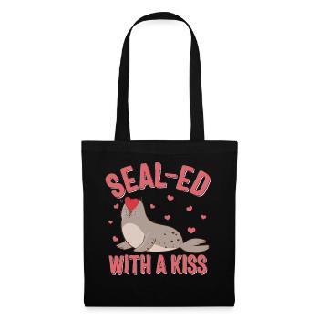 Chemise de la Saint-Valentin, scellée avec un sceau de baiser - Sac en tissu - noir - Devant