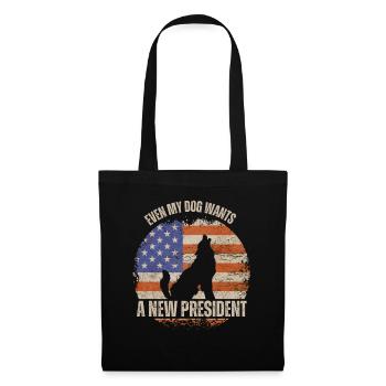 Alaskan Malamute chien président drapeau des États-Unis | Chien - Sac en tissu - noir - Devant