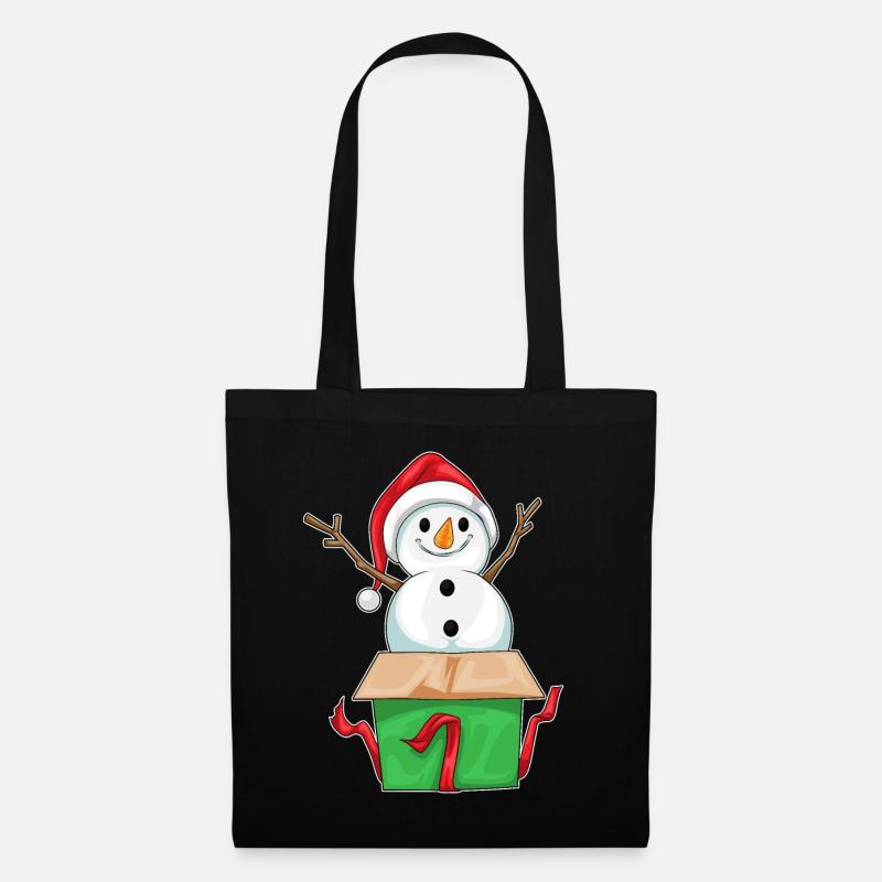 Schneemann Weihnachten Box - Stoffbeutel - Schwarz