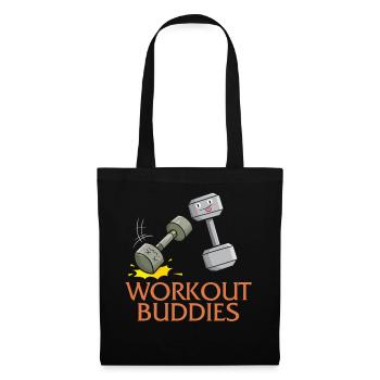 Chemise de gym, haltères copains d’entraînement avec visage - Sac en tissu - noir - Devant