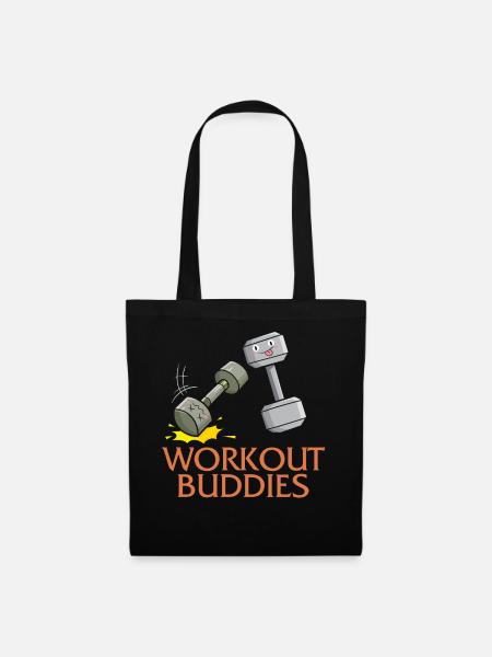 Gym Shirt, Workout Buddies Hanteln mit Gesicht - Stoffbeutel - Schwarz