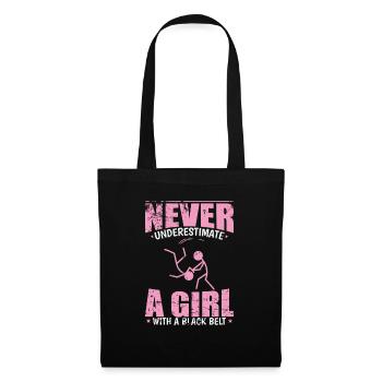 Never underestimate a Black Belt Girl Aikido - Stoffbeutel - Schwarz - Vorne