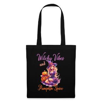 Witchy Vibes And Pumpkin Spice Beautiful Witch Gir - Stoffbeutel - Schwarz - Vorne