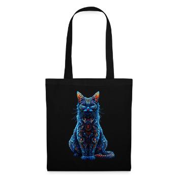 Komplizierter psychedelischer Fraktal-Katze-Rave-Pilz - Stoffbeutel - Schwarz - Vorne