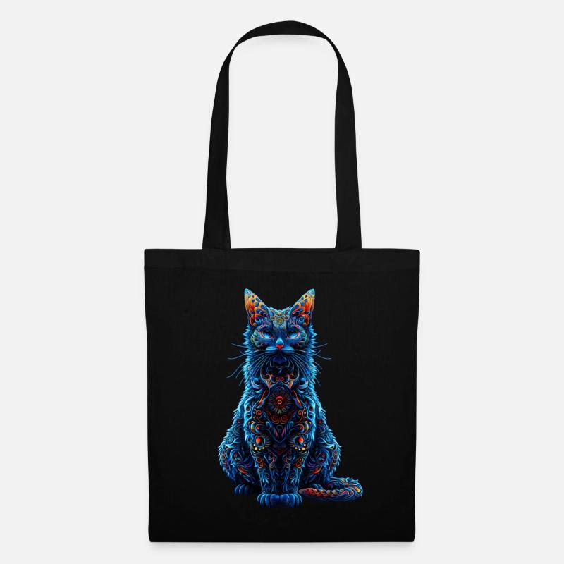 Complexe psychédélique fractal chat Rave champignon - Sac en tissu - noir