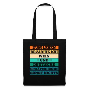 Wein Hund Deutscher Schäferhund - Stoffbeutel - Schwarz - Vorne
