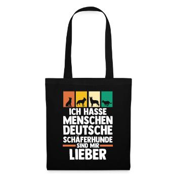 Hund Deutscher Schäferhund - Stoffbeutel - Schwarz - Vorne
