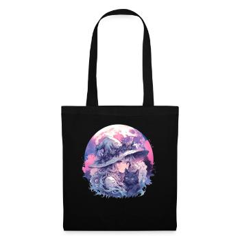 Moon Witch Cat Cute Creepy Witchcraft Kawaii Paste - Stoffbeutel - Schwarz - Vorne