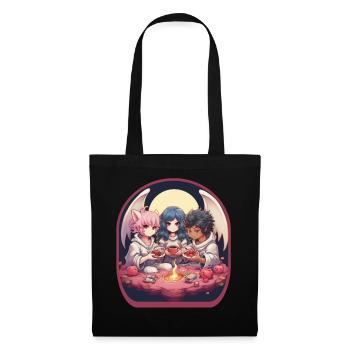 Anime Anges et Démons Mignon Boba Thé Jeux - Sac en tissu - noir - Devant