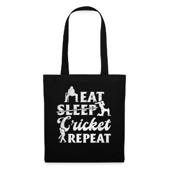 Eat Sleep Cricket Repeat - Funny Cricket Player - Tote Bag - black - Front
