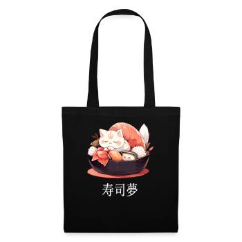 Kawaii Sushi Cat Neko Sushi Kanji Japanese Food Lo - Stoffbeutel - Schwarz - Vorne