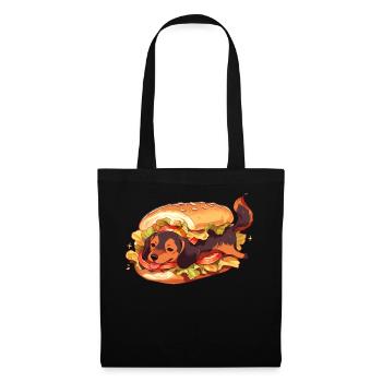 Cute Dachshund Hotdog Sandwich Cute Food Animal Do - Stoffbeutel - Schwarz - Vorne