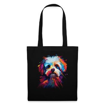 Aquarelle colorée maltaise - Sac en tissu - noir - Devant