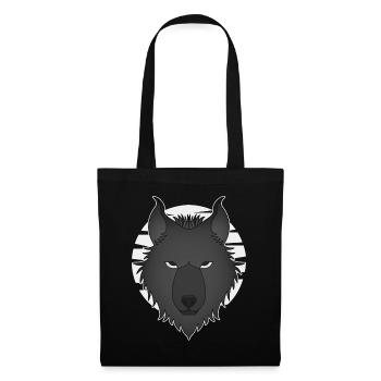 Imprimé motif animalier tête de loup avec loup - Sac en tissu - noir - Devant