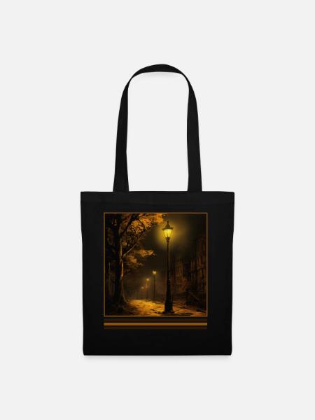 Haunted Straßenlaterne Vintage Gothic T-Shirt - Stoffbeutel - Schwarz