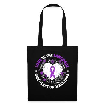 Floral Heart Love Language Alzheimer's Awareness R - Stoffbeutel - Schwarz - Vorne