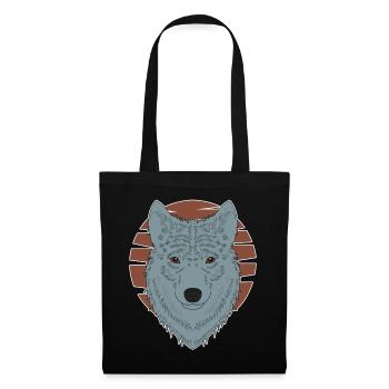 Imprimé motif animalier tête de loup avec loup - Sac en tissu - noir - Devant