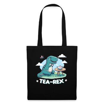 Kawaii Tea Rex T-Trex Tea Pun - Tote Bag - black - Front