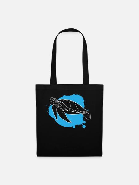 Ozeanwelle Schildkröte Freiheit Geschenk - Stoffbeutel - Schwarz