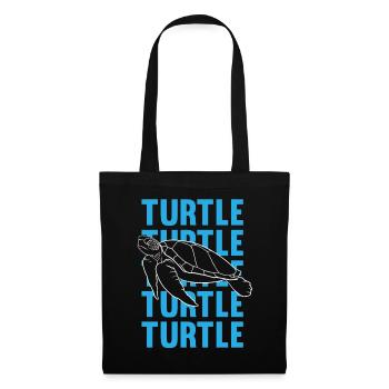 TURTLE Schattenbild Wortkunst Geschenk - Stoffbeutel - Schwarz - Vorne