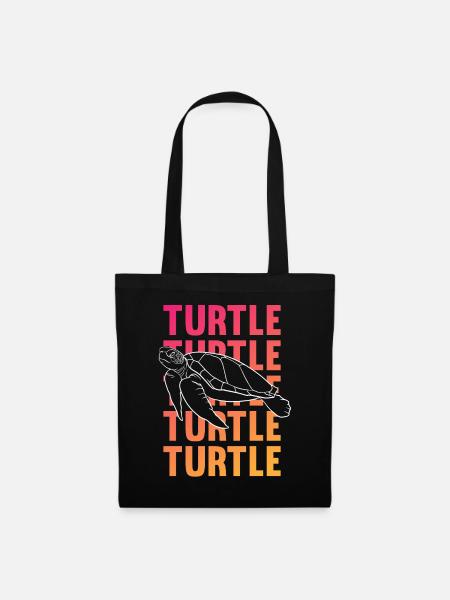 TURTLE Schattenbild Wortkunst Geschenk - Stoffbeutel - Schwarz