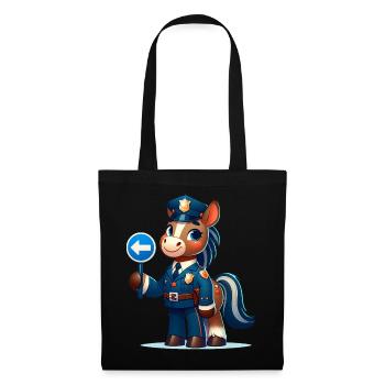 Cute Horse Police Officer - Stoffbeutel - Schwarz - Vorne