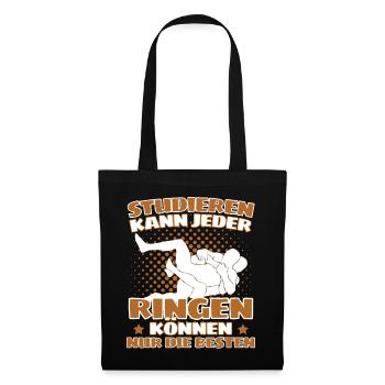 Lustiger Ringen Ringer Spruch für Kämpfer & - Stoffbeutel - Schwarz - Vorne