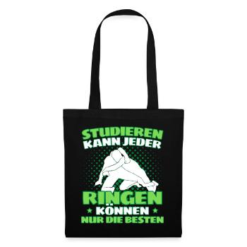 Lustiger Ringen Ringer Spruch für Kämpfer & - Stoffbeutel - Schwarz - Vorne