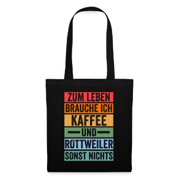 Kaffee Hund Rottweiler - Stoffbeutel - Schwarz - Vorne