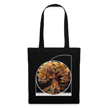 Tree Library Halloween Ghost Reader Cottagecore - Tote Bag - black - Front