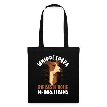 Hund Hundepapa Vater Whippetpapa Whippet - Stoffbeutel - Schwarz - Vorne