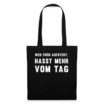 Anti-Morgenmensch Wecker-Snooze-Geschenk - Stoffbeutel - Schwarz - Vorne