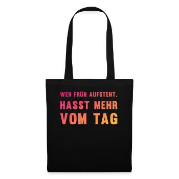 Ironischer Morgenmuffel-Spruch Geschenk - Stoffbeutel - Schwarz - Vorne