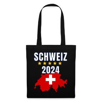 Schweiz 2024 Trikot - Schweizer Fahne Schweiz - Stoffbeutel - Schwarz - Vorne