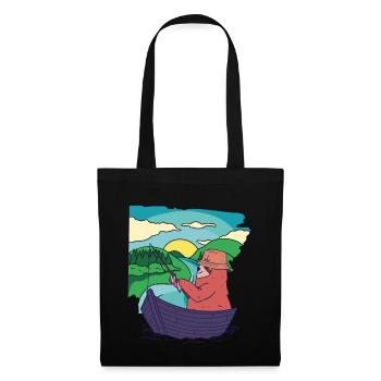Sloth, Angler, Boat Fishing, Sunset Fishing - Tote Bag - black - Front