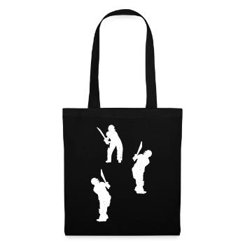 Cricket Silhouette Cricket Player Silhouettes Cric - Stoffbeutel - Schwarz - Vorne