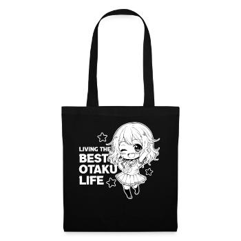 Otaku Life Kawaii Chibi School Girl Anime - Stoffbeutel - Schwarz - Vorne