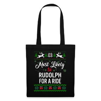 Most Likely To Rudolph For A Ride Shirt, Womens - Tote Bag - black - Front