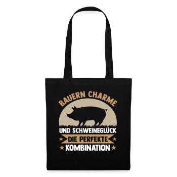 Schwein Schweinebauer Bauernhof Schweine - Stoffbeutel - Schwarz - Vorne